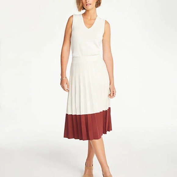 Ann Taylor Dresses & Skirts - Ann Taylor Petite Women’s Colorblock Pleated Sweater Skirt